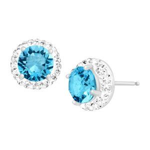 Earrings with Light Blue Swarovski Crystals